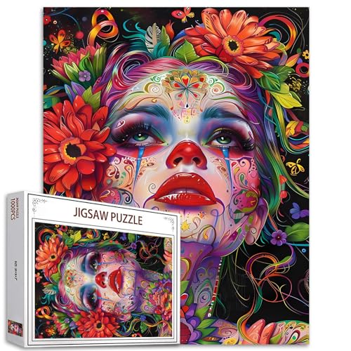 Tucocoo 1000-teiliges Puzzle für Erwachsene und Frauen, Portraitmalerei, Puzzle, Graffiti, Blumen, Mädchen, 1000 Teile Puzzles für anspruchsvolle Familienaktivitäten, buntes DIY-Puzzle, von Tucocoo