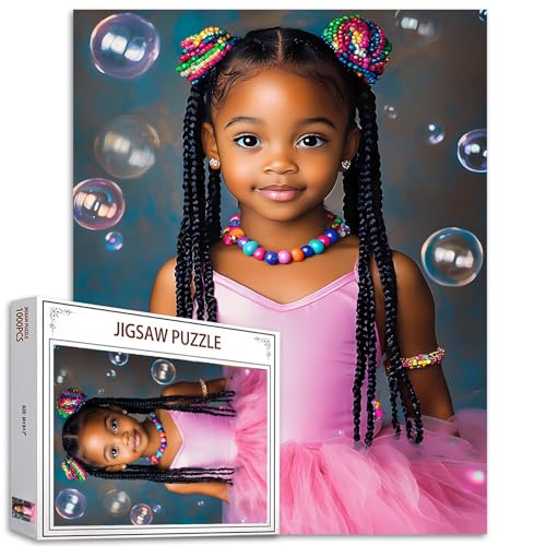 Tucocoo Afrikanische schwarze Mädchen Puzzles für Erwachsene 1000 Teile, rosa Tutu Kunst Puzzles für Erwachsene DIY Handwerk Puzzles für Heimdekoration Geschenke, Familie herausforderndes Puzzle von Tucocoo