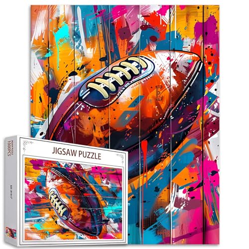 Tucocoo American Football Puzzle 1000 Teile Puzzles für Erwachsene, Ballsport, Banksy, Graffiti-Kunst-Puzzles für anspruchsvolle Familienaktivitäten, buntes DIY-Puzzle für Heimdekoration, Geschenke von Tucocoo