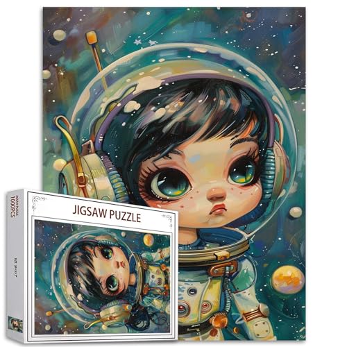 Tucocoo Astronauten-Mädchen-Puzzle, 1000 Teile, Puzzles für Erwachsene, Fantasie-Kosmonauten-Kunst-Puzzles für anspruchsvolle Familienaktivitäten, buntes DIY-Handarbeitspuzzle für Heimdekoration von Tucocoo