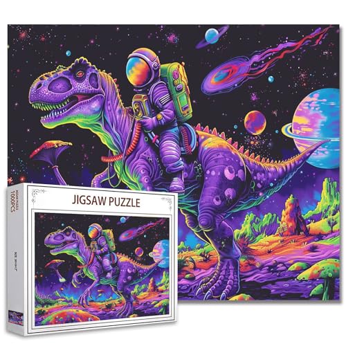 Tucocoo Astronauten-Puzzles für Erwachsene, 1000 Teile, leuchtende Quallen, Kunst-Puzzle, 70 x 50 cm, bunt, DIY-Bastelpuzzles für Heimdekoration, Geschenke, Familienpuzzle, perfekt für von Tucocoo