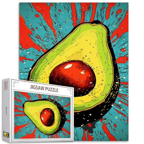 Tucocoo Avocado-Puzzles für Erwachsene, 1000 Teile, Obst-Pop-Art-Stil-Puzzle, 68,6 x 50,8 cm, bunt, DIY-Bastelpuzzles für Heimdekoration, Geschenke, Familienpuzzle, perfekt für Spieleabende von Tucocoo