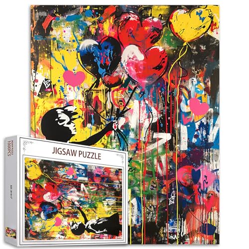 Tucocoo Banksy Balloon Girl Puzzle für Erwachsene, 1000 Teile, Graffiti-Street-Kunst-Puzzle, 50 x 70 cm, bunt, DIY-Puzzle, für Heimdekoration, Geschenke, Familienpuzzle, perfekt für Spieleabende von Tucocoo