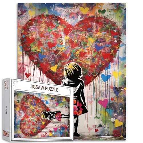 Tucocoo Banksy Little Girl Puzzle für Erwachsene, 1000 Teile, Graffiti-Liebe-Pop-Art-Puzzle, buntes DIY-Handarbeitspuzzle, für Heimdekoration, Geschenke, Familienpuzzle, perfekt für Spieleabende von Tucocoo