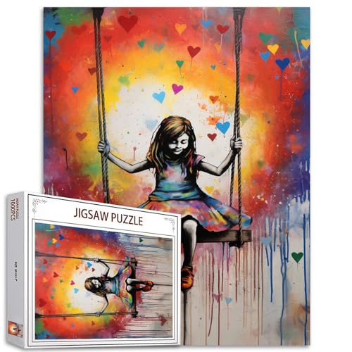 Tucocoo Buntes Graffiti-Puzzle, 1000 Teile, Puzzles für Erwachsene, kleines Mädchen, Swing, Straße, Pop-Art-Puzzles für anspruchsvolle Familienaktivitäten, DIY-Handarbeit, Puzzle für Heimdekoration von Tucocoo