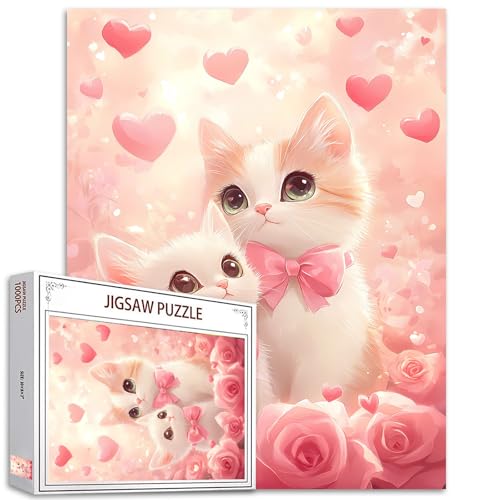 Tucocoo Cute Cat Jigsaw Puzzle 1000 Pieces Puzzles for Adults, Valentines Day Theme Kitten Art Jigsaw Puzzles for Difficult Challenging Family Activity Games DIY Crafts Puzzle for Home Decor Gifts von Tucocoo