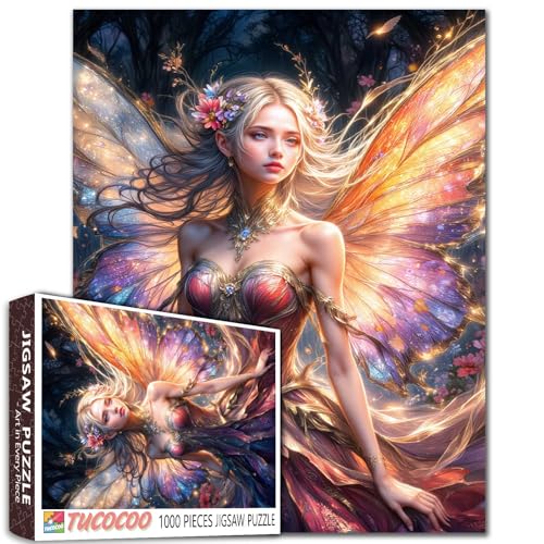 Tucocoo Elegant Fairy Queen 1000 Teile Puzzle für Erwachsene, Fantasie Verzauberte Nachtfee mit leuchtenden Flügeln und Blumen Puzzles Wohnkultur, herausforderndes Puzzle-Geschenk für Frauen und Tucocoo Elegant Fairy Queen 1000 Teile Puzzle für Erwachsene, Fantasie Verzauberte Nachtfee mit leuchtenden Flügeln und Blumen Puzzles Wohnkultur, herausforderndes Puzzle-Geschenk für Frauen und von Tucocoo