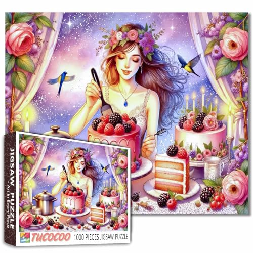 Tucocoo Elegante Frau 1000 Teile Puzzle für Erwachsene, Fantasy Kuchen Dekorieren Szene mit Dame, Beeren, Kerzen und Sternen Puzzles, Skurrile Romantische Bäckerei Kunst Puzzle, Entspannendes Geschenk Tucocoo Elegante Frau 1000 Teile Puzzle für Erwachsene, Fantasy Kuchen Dekorieren Szene mit Dame, Beeren, Kerzen und Sternen Puzzles, Skurrile Romantische Bäckerei Kunst Puzzle, Entspannendes Geschenk von Tucocoo