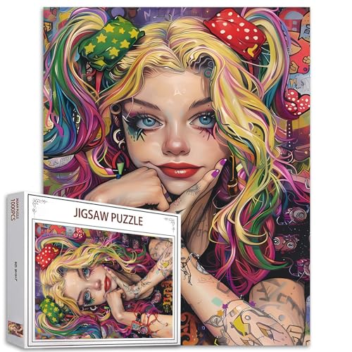 Tucocoo Fantasy Woman Puzzle 1000 Teile Puzzles für Erwachsene, Graffiti, coole Mädchen, Portrait-Kunst-Puzzles für anspruchsvolle Familienaktivitäten, buntes DIY-Puzzle für Heimdekoration, Geschenke von Tucocoo