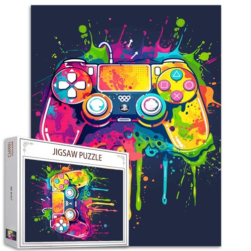 Tucocoo Game-Controller-Puzzles für Erwachsene, 1000 Teile, Graffiti-Kunst-Videospiel-Themen-Puzzle, 70 x 50 cm, bunte DIY-Puzzles für Heimdekoration, Familienpuzzle, perfekt für Spieleabende von Tucocoo