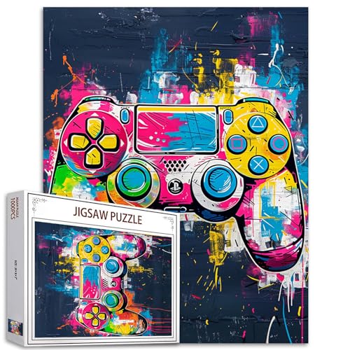 Tucocoo Gamepad Puzzle 1000 Teile Puzzles für Erwachsene, Retro-Videospiel, Graffiti-Kunst-Puzzles für anspruchsvolle Familienaktivitäten, buntes DIY-Handarbeitspuzzle für Heimdekoration, Geschenke von Tucocoo