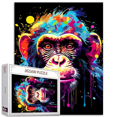 Tucocoo Graffiti-Affen-Puzzles für Erwachsene, 1000 Teile, niedliche Tiere, Cartoon-Kunst-Puzzle, bunt, DIY-Handarbeit, Puzzles für Heimdekoration, Geschenke, Familienpuzzle, perfekt für Spieleabende von Tucocoo