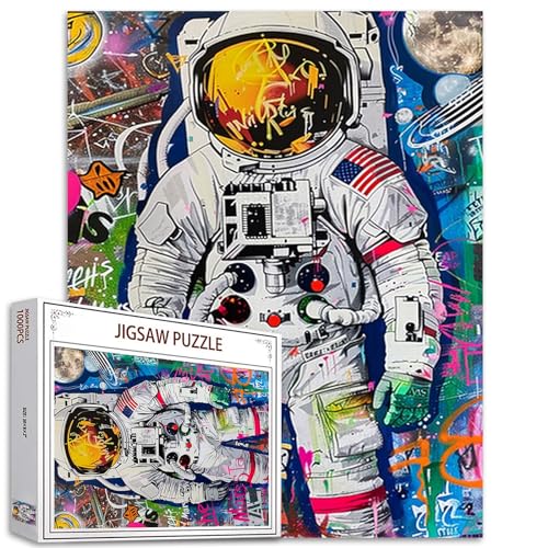 Tucocoo Graffiti-Astronauten-Puzzles für Erwachsene, 1000 Teile, Weltraum, abstrakte Kunst, Puzzle, 50x70 cm, bunt, DIY-Handarbeitspuzzles für Heimdekoration, Familienpuzzle, perfekt für Spieleabende von Tucocoo