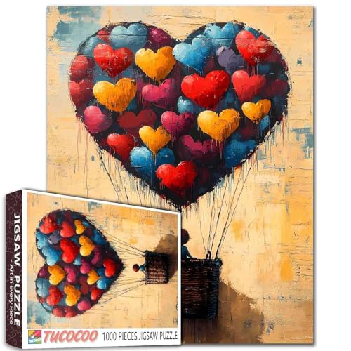 Tucocoo Graffiti-Street-Kunst-Puzzles für Erwachsene, 1000 Teile, bunte Herzen, abstrakte Kunst-Puzzles für Erwachsene, DIY-Bastelpuzzles für Heimdekoration, Geschenke, Familienpuzzle, perfekt für Tucocoo Graffiti-Street-Kunst-Puzzles für Erwachsene, 1000 Teile, bunte Herzen, abstrakte Kunst-Puzzles für Erwachsene, DIY-Bastelpuzzles für Heimdekoration, Geschenke, Familienpuzzle, perfekt für von Tucocoo