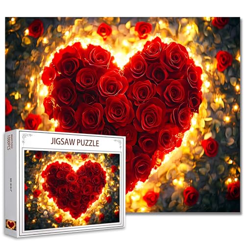 Tucocoo Heart of Red Roses Puzzles for Adults 1000 Pieces Valentines Day Romantic Art Puzzles for Adults DIY Crafts Puzzles for Home Decoration Gifts, Family Puzzle Perfect for Game Nights von Tucocoo