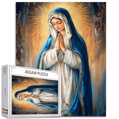 Tucocoo Heilige Maria-Puzzles für Erwachsene, 1000 Teile, fesselnde katholische abstrakte Kunst, Puzzle, buntes DIY-Bastelpuzzles für Heimdekoration, Geschenke, Familienpuzzle perfekt für Spielabende von Tucocoo