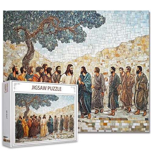 Tucocoo Jesus Christus Puzzle 1000 Teile Puzzles für Erwachsene, christliche Jünger, alte Landschaftskunst-Puzzles für anspruchsvolle Familienaktivitäten, DIY-Bastelpuzzle für Heimdekoration, von Tucocoo