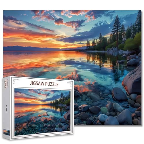 Tucocoo Lake Tahoe Landschafts-Puzzle für Erwachsene, 1000 Teile, atemberaubende Sonnenuntergang-Landschaft, Kunst-Puzzle, 50 x 70 cm, Bunte DIY-Puzzles für Heimdekoration, Familienpuzzle, perfekt von Tucocoo