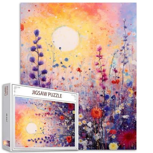 Tucocoo Lavendel-Landschafts-Puzzle, 1000 Teile Puzzles für Erwachsene, romantische Sonnenaufgang-Blumenkunst-Puzzles für anspruchsvolle Familienaktivitätsspiele, 70 x 50 cm, DIY-Puzzle für von Tucocoo