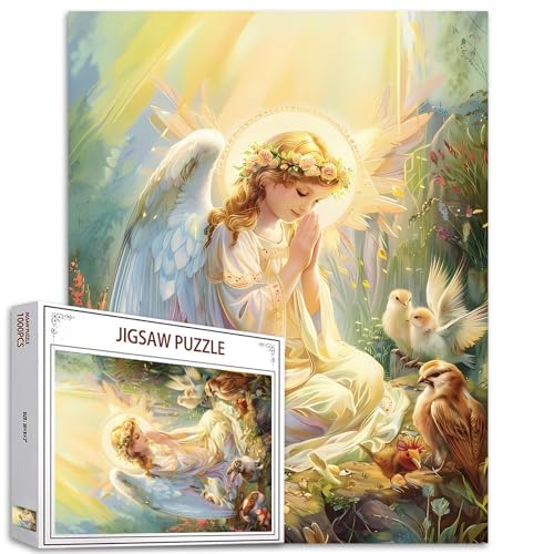 Tucocoo Little Angel Girl-Puzzles für Erwachsene, 1000 Teile, Waldtiere und Gebetsengel, bunt, DIY-Bastelpuzzles für Heimdekoration, Familienpuzzle, perfekt für Spieleabende von Tucocoo