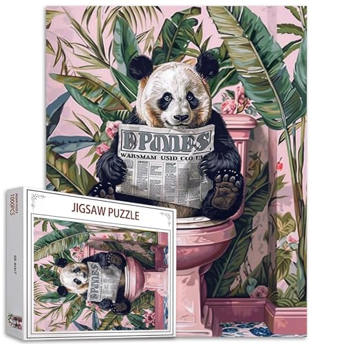 Tucocoo Niedlicher Panda Toilette Jigsaw Puzzle 1000 Stücke Puzzles für Erwachsene, lustige Tiere Badezimmer Kunst Puzzle für herausfordernde Familie Aktivität Spiele DIY Puzzle für Home Decor von Tucocoo