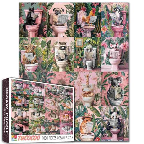 Tucocoo Niedliches Tier auf Toilette Puzzle für Erwachsene 1000 Teile, lustige Tiere lesen Zeitung Collage Artwrok DIY Handwerk Puzzles für Heimdekoration Geschenk, herausforderndes Puzzle Tucocoo Niedliches Tier auf Toilette Puzzle für Erwachsene 1000 Teile, lustige Tiere lesen Zeitung Collage Artwrok DIY Handwerk Puzzles für Heimdekoration Geschenk, herausforderndes Puzzle von Tucocoo
