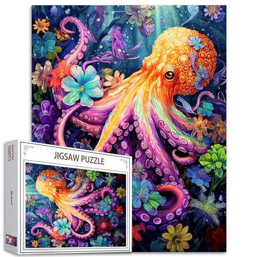 Tucocoo Oktopus-Puzzle, 1000 Teile, Puzzles für Erwachsene, Meerestiere, abstrakte Kunst, Puzzles für anspruchsvolle Familienaktivitäten, bunte Ozeanlandschaft, DIY-Puzzle für Heimdekoration, von Tucocoo