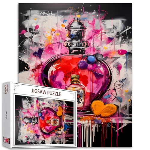 Tucocoo Parfümflaschen-Puzzles für Erwachsene, 1000 Teile, Banksy Graffiti, Straßenmode-Kunst-Puzzle, buntes DIY-Puzzle, für Heimdekoration, Geschenke, Familienpuzzle, perfekt für Spieleabende von Tucocoo