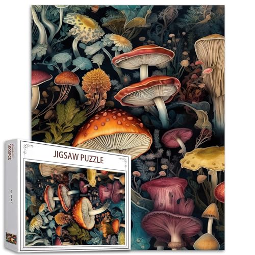 Tucocoo Pilz-Puzzle, 1000 Teile, Puzzles für Erwachsene, Tropische Blumen, Herbstpilze, Kunst-Puzzles für anspruchsvolle Familienaktivitäten, buntes Bastelpuzzle für Heimdekoration, Geschenke von Tucocoo