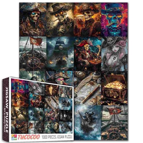 Tucocoo Piraten Wikinger Kunst Puzzle 1000 Teile Puzzles für Erwachsene, Totenkopf Pirat Kapitän Schiff Collage Artwork Puzzle Familienspiele Lernspielzeug Herausfordernde Puzzle Wohnkultur Geschenk Tucocoo Piraten Wikinger Kunst Puzzle 1000 Teile Puzzles für Erwachsene, Totenkopf Pirat Kapitän Schiff Collage Artwork Puzzle Familienspiele Lernspielzeug Herausfordernde Puzzle Wohnkultur Geschenk von Tucocoo