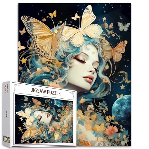 Tucocoo Puzzle mit Schmetterlingsmotiv, 1000 Teile für Erwachsene, Fantasie-Puzzle, Mondsterne, kreativer Stil, Puzzles für anspruchsvolle Familienaktivitäten, buntes DIY-Puzzle für Heimdekoration von Tucocoo