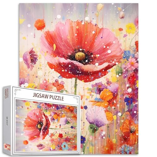 Tucocoo Red Poppy Jigsaw Puzzle 1000 Pieces Puzzles for Adults, Beautiful Blossom Flowers Jigsaw Puzzles for Challenging Family Activity Games DIY Puzzle for Home Wall Decor Gifts - 20 x 27 Inch von Tucocoo