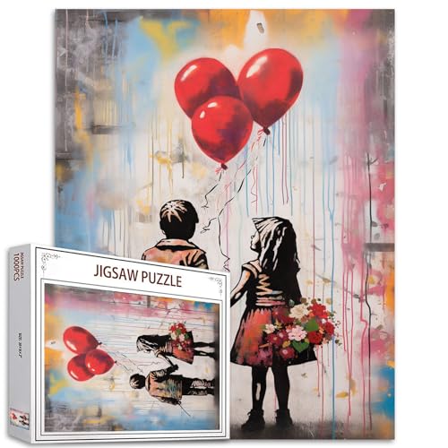 Tucocoo Street Art Banksy-Puzzles für Erwachsene, 1000 Teile, Ballon-Puzzle, bunt, DIY-Bastelpuzzles für Heimdekoration, Geschenke, Familienpuzzle, perfekt für Spielabende von Tucocoo