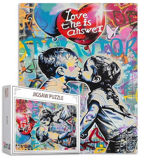 Tucocoo Street Art Puzzle 1000 Teile Puzzles für Erwachsene, Ballon-Graffiti-Kusspuzzle für anspruchsvolle Familienaktivitäten, buntes DIY-Puzzle für Heimdekoration, Geschenke, 50 x 70 cm Tucocoo Street Art Puzzle 1000 Teile Puzzles für Erwachsene, Ballon-Graffiti-Kusspuzzle für anspruchsvolle Familienaktivitäten, buntes DIY-Puzzle für Heimdekoration, Geschenke, 50 x 70 cm von Tucocoo