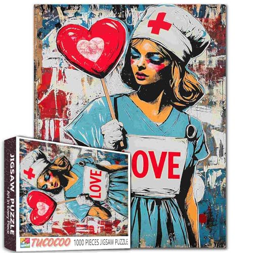 Tucocoo Street Love Art Puzzles für Erwachsene 1000 Teile, Krankenschwester Banksy Graffiti Puzzle für Heimdekoration Geschenke, Familie herausforderndes Puzzle Tucocoo Street Love Art Puzzles für Erwachsene 1000 Teile, Krankenschwester Banksy Graffiti Puzzle für Heimdekoration Geschenke, Familie herausforderndes Puzzle von Tucocoo