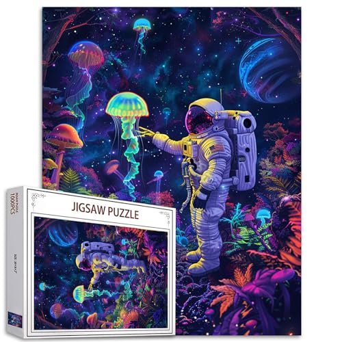 Tucocoo Violettes Dinosaurier-Kunst-Puzzle, 1000 Teile, Puzzles für Erwachsene, Fantasy-abstraktes Astronauten-Puzzle für anspruchsvolle Familienaktivitäten, buntes Bastelpuzzle für Heimdekoration von Tucocoo