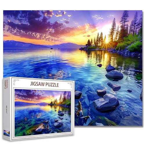 Tucocoo Wunderschönes Puzzle mit Seenlandschaft, 1000 Teile, Puzzles für Erwachsene, Sonnenuntergang-Landschaft, Kunstwerk-Puzzles für anspruchsvolle Familienaktivitäten, buntes DIY-Puzzle für von Tucocoo