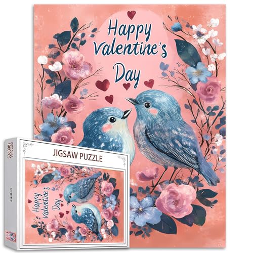 Valentinstag 1000 Stück Jigsaw Puzzle für Erwachsene Romantische Lovebird Jigsaw Puzzle Retro Paar Geschenk Herausfordernde Familie Aktivität Spiele Pary Events Jigsaw Puzzl DIY Handmade Wall Decor von Tucocoo