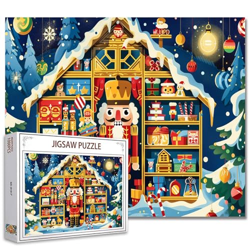 Weihnachten Jigsaw Puzzle 1000 Stück Santa Claus Puzzle für Erwachsene Easy Family Puzzle für Game Nights Art Christmas House Jigsaw Puzzle Home Wall Decor DIY Craft Unique Gift 20x27 Inches von Tucocoo