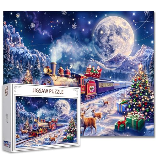 Weihnachtsabend 1000 Stück Puzzles für Erwachsene Xmas Tree Puzzles Winter Snow Puzzle herausfordernde Familie Aktivität Spiele Bunte DIY Handwerk Puzzle für Home Decor Geschenke 27 x 20 Zoll von Tucocoo