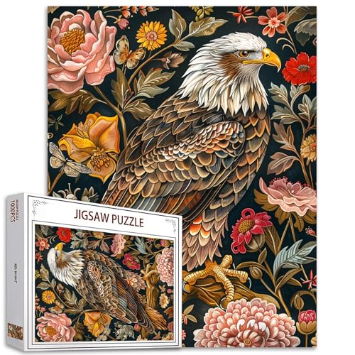 Wildlife Adler Puzzle Puzzles 1000 Teile für Erwachsene Wildtiere High Definition Blume Weißkopfseeadler Wohnkultur Familie Spaß Puzzle Spiele Spielzeug für Frauen Männer Freunde Puzzle Kunst von Tucocoo