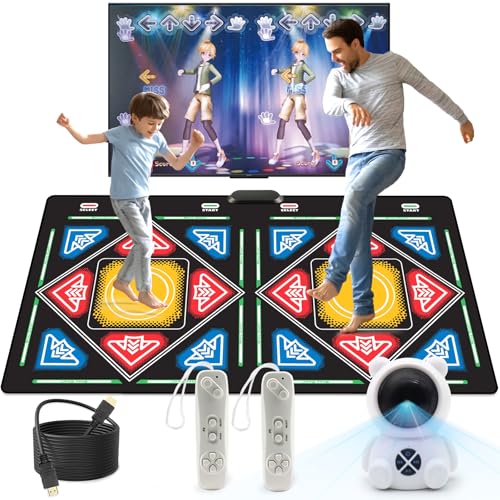 Tucraew Tanzmatte, Elektronische Tanzmatte für TV mit HD-Kamera, Kabellose Doppelbenutzer-Tanzmatte mit Spiel-Controller, rutschfeste Tanzunterlage für Kinder Erwachsene, Weihnachten von Tucraew