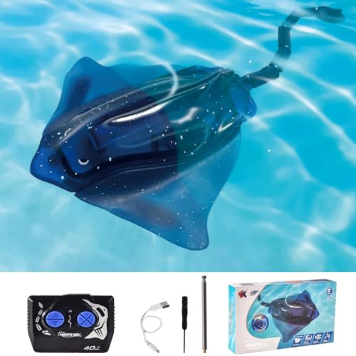 Tuehakny Neues Upgrade Fernbedienung Shark Stingray Toys, High Simulation Scale Robot Fish, 2.4G Intelligentes Wasserdichtes Spielzeug, Schwimmbad Badezimmer Tolles Geschenk RC Boot Spielzeug für von Tuehakny