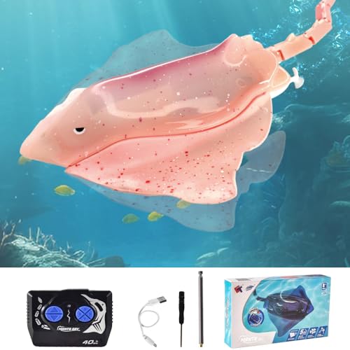 Tuehakny Neues Upgrade Fernbedienung Shark Stingray Toys, High Simulation Scale Robot Fish, 2.4G Intelligentes Wasserdichtes Spielzeug, Schwimmbad Badezimmer Tolles Geschenk RC Boot Spielzeug für von Tuehakny