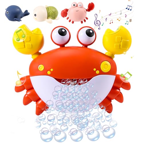 Tulov Seifenblasenmaschine Badewanne, Krabbe Badewanne Baby Badewannenspielzeug mit DREI aufziehbaren Spielzeugen und Musikplayer für Badezimmer, Badewanne, Schwimmbad von Tulov