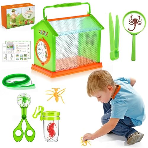 12 Stück Insekten Forscherset Kinder, Entdecker Set, Insekt Viewer Box, Insect Clip, Pinzette, Kinderlupe, Sammelflasche, 5 simulierten Insekten, Lanyard, für Naturerkundungen und Abenteuer Geschenk von Tulov