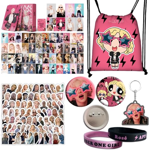 Blackpink Rosé Geschenk-Set, Blackpink Fanartikel, Rosie Fans Geschenk Set für Blink, Kpop Blackpink Rose Merchandise Rosé APT Rucksack Kleine Karte Schlüsselbund, Aufkleber NUMBER ONE GIRL Armband von Tulufanskrr