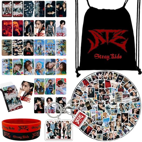 Stray Kids Geschenk-Set, Stray Kids Fanartikel, ATE Fans Geschenk Set für Stay, Stray Kids ATE Merch, Kpop Stray Kids Merchandise Geschenke Set Schlüsselbund, LOMO-Karte Silikonarmbänder Rucksack von Tulufanskrr