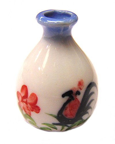 Tumdee Miniatures C4B Vase, Keramik, Hahn-Motiv, Weiß von Tumdee Miniatures