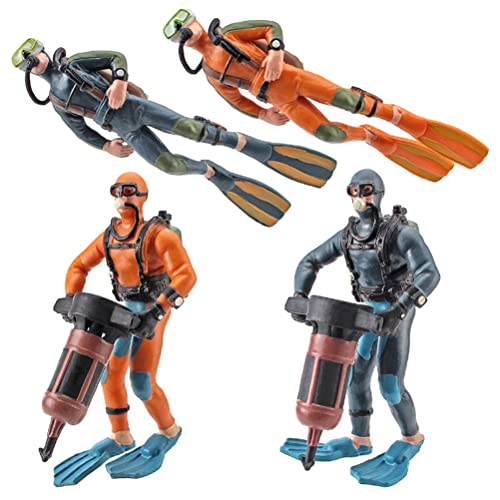 Tumnea Taucher Spielzeug Figuren, Unterwasser Abenteuer Taucher Actionfigur, Mini Scuba Diver Figur, Miniatur Taucher Figur Spielset für Tischornamente Dekoration - 4 Stücke von Tumnea